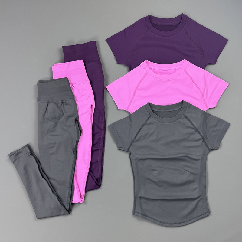 Pilates Yoga Leggings - Set Olahraga Wanita 2 Potong, Atasan