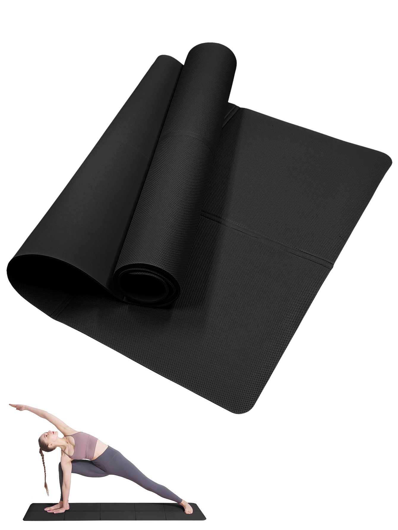 Pilates Yoga Matte - Matras Yoga Lipat Hitam Ramah Lingkungan