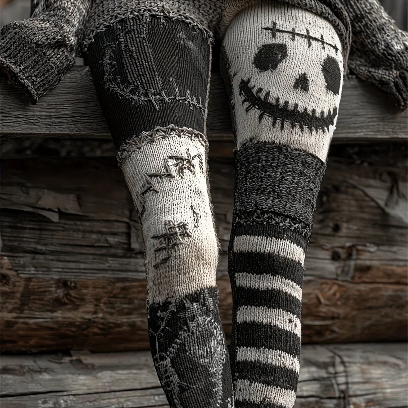 Pilates Yoga Leggings - Legging Wanita Motif Tengkorak Halloween, Legging