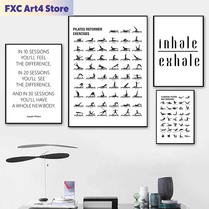 Pilates With Yoga - Poster Bagan Latihan Pilates Tanpa Bingkai