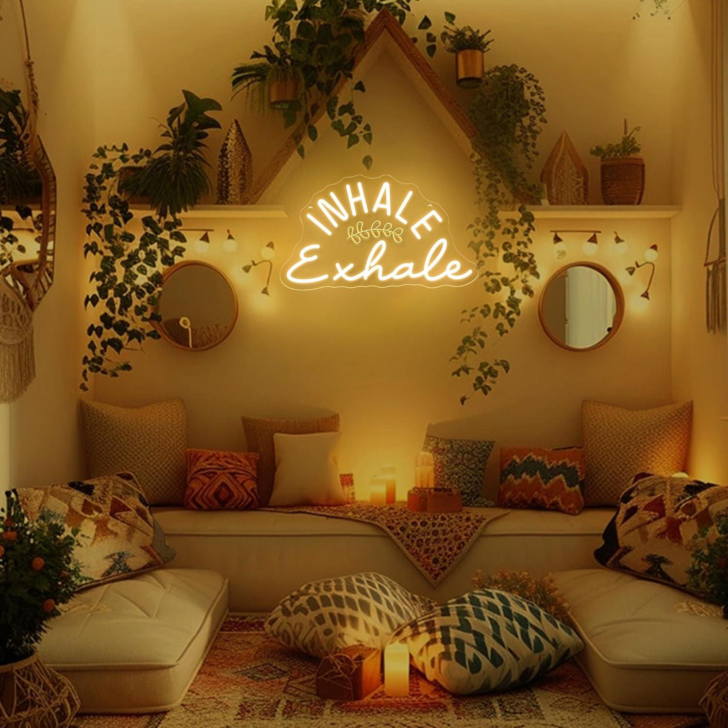 Lampu LED Neon Sign Inhale Exh - Pilates Yoga Wellness ulasan dan harga