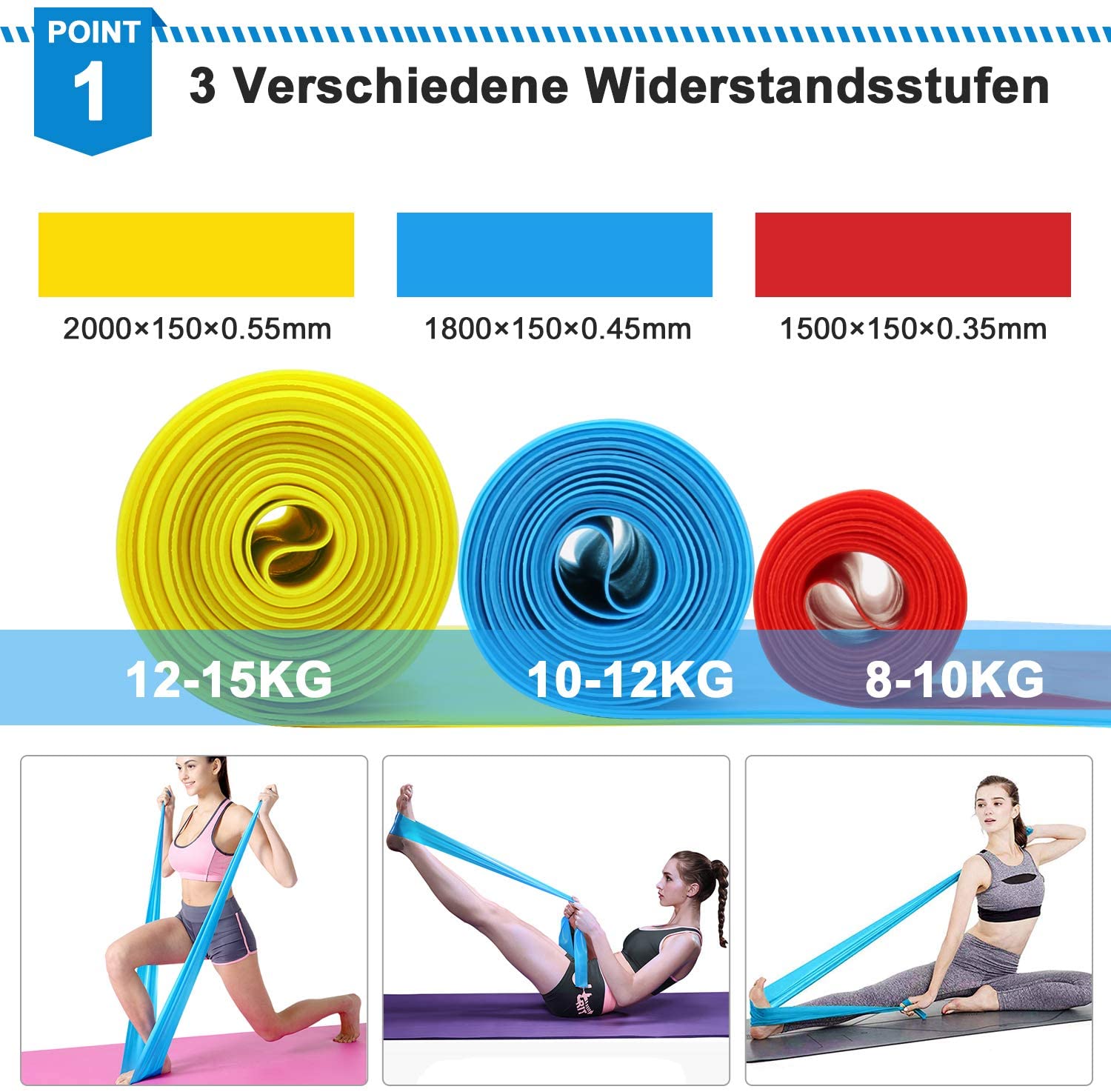 Pita Kebugaran Elastis 3 Buah  - Pilates Yoga Bar ulasan dan harga