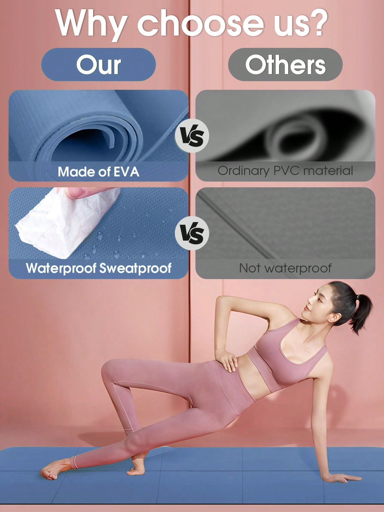 Matras Yoga Lipat Biru Tua Ram - Pilates Yoga Matte ulasan dan harga