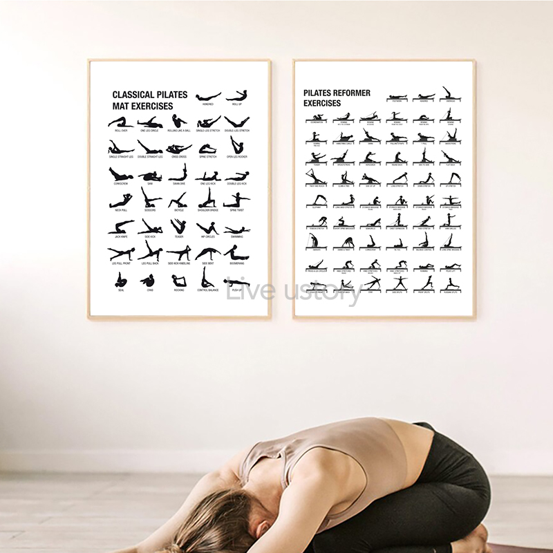 Poster Bagan Latihan Pilates T - Pilates With Yoga ulasan dan harga